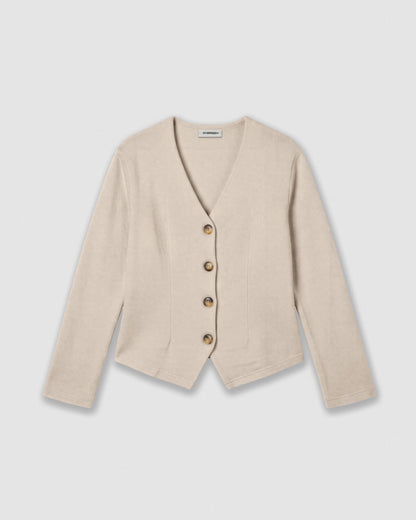 Chaqueta botón angorina beige