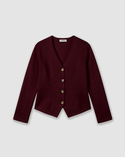 Chaqueta botón angorina burdeos