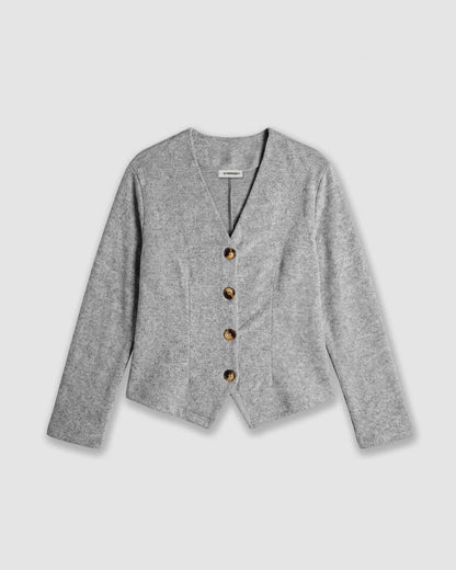 Chaqueta botón angorina gris claro