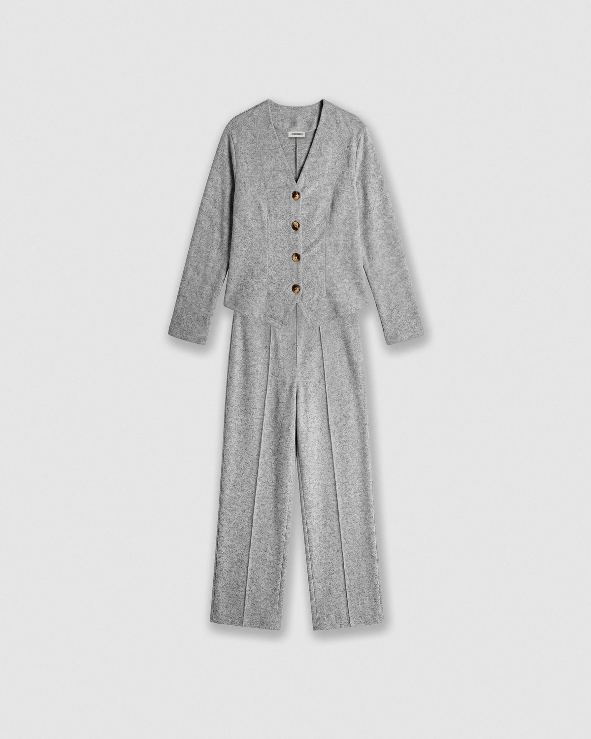 Chaqueta botón angorina gris claro