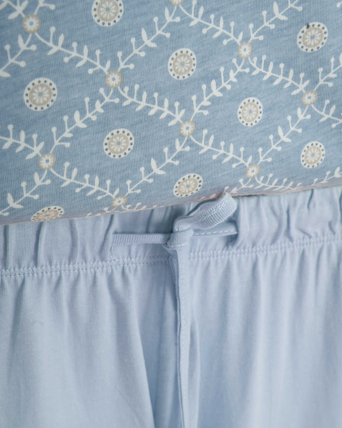 Pijama largo algodón frunce yana celeste