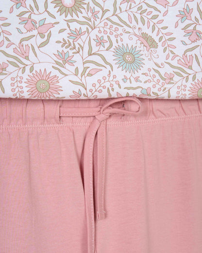 Pijama largo algodón frunce melodi rosa