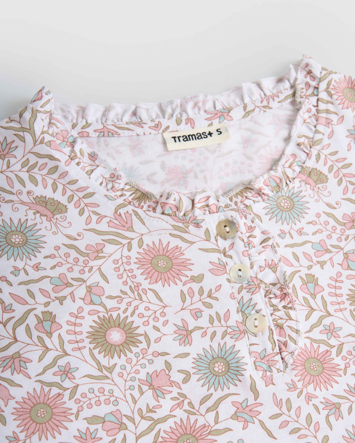 Pijama largo algodón frunce melodi rosa