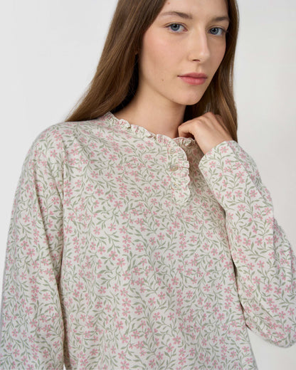 Pijama largo algodón frunce asili verde