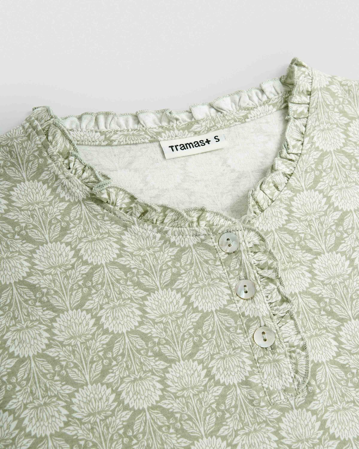 Pijama largo algodón frunce axis verde