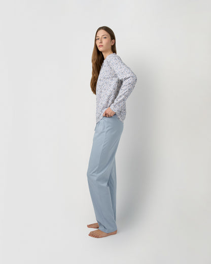 Pijama largo algodón frunce etri índigo