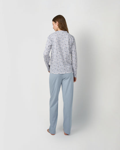 Pijama largo algodón frunce etri índigo