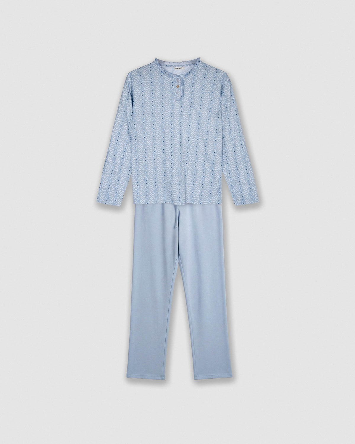 Pijama largo algodón frunce zuberi índigo