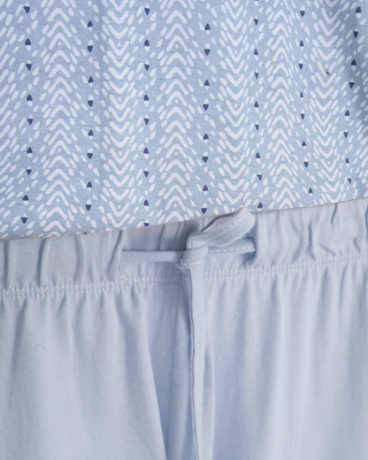 Pijama largo algodón frunce zuberi índigo