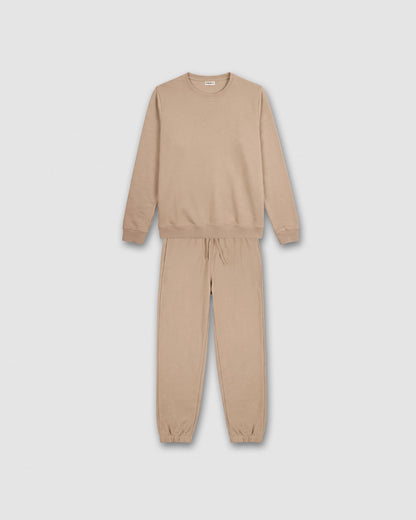 Set deportivo sudadera pantalón jogger beige