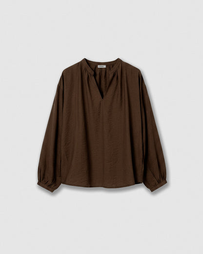 Set blusa y falda midi viscosa lisa chocolate