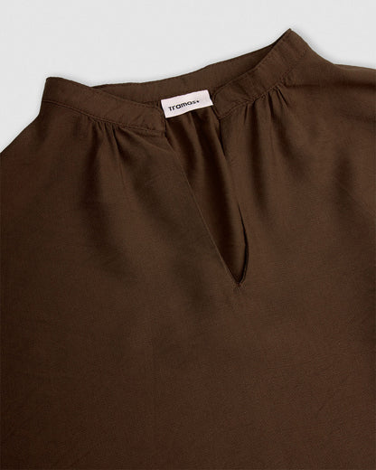 Set blusa y falda midi viscosa lisa chocolate