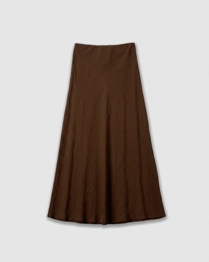 Set blusa y falda midi viscosa lisa chocolate