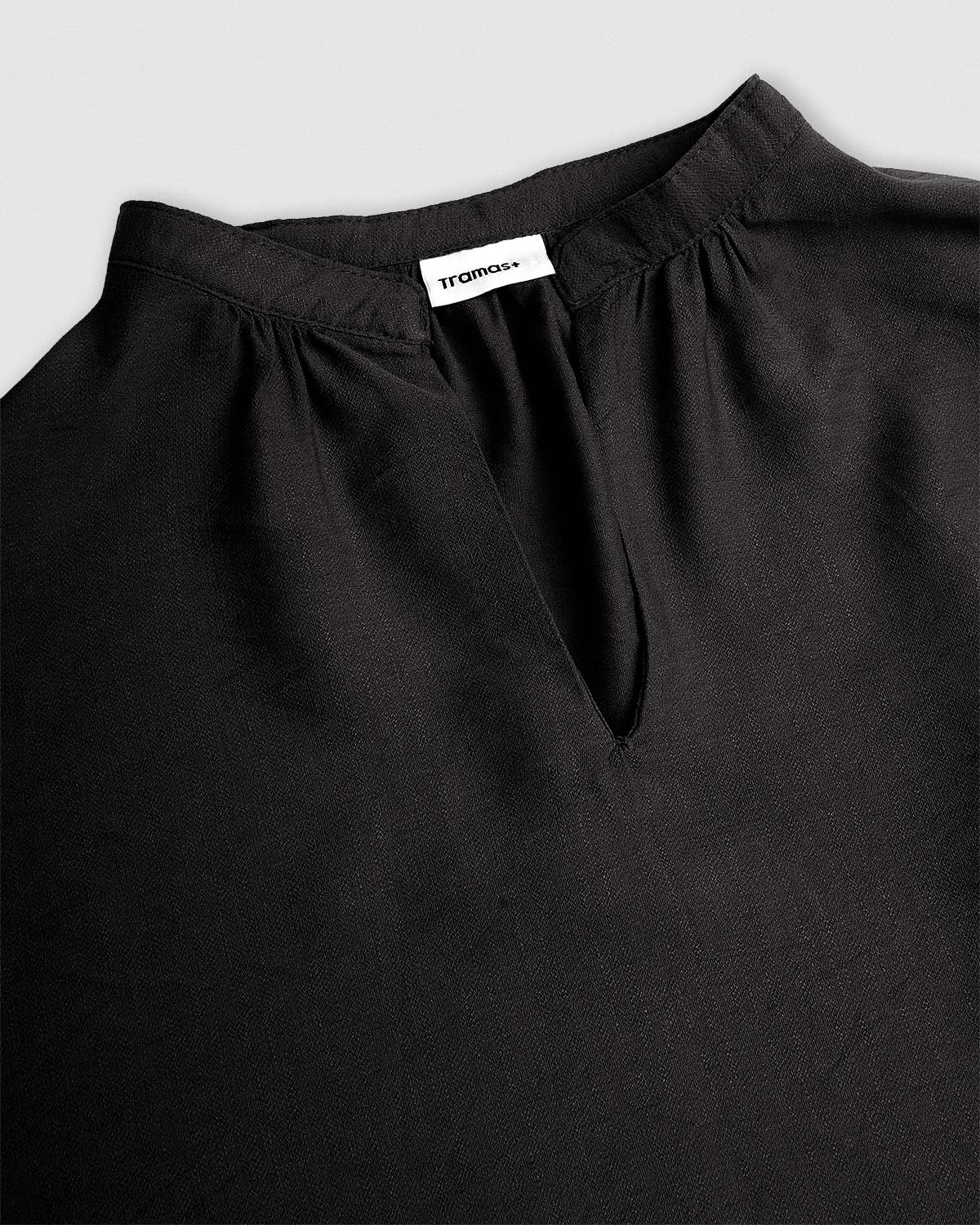 Set blusa y falda midi viscosa lisa negro