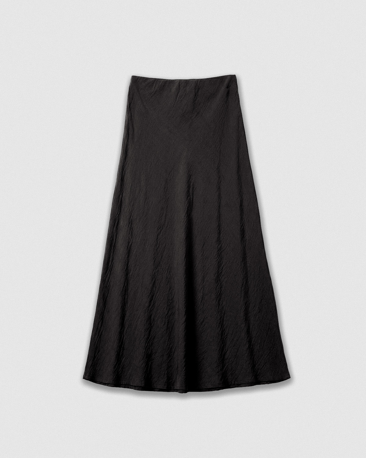 Set blusa y falda midi viscosa lisa negro