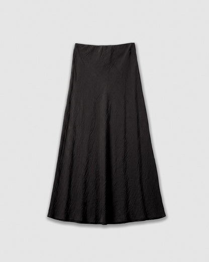 Set blusa y falda midi viscosa lisa negro