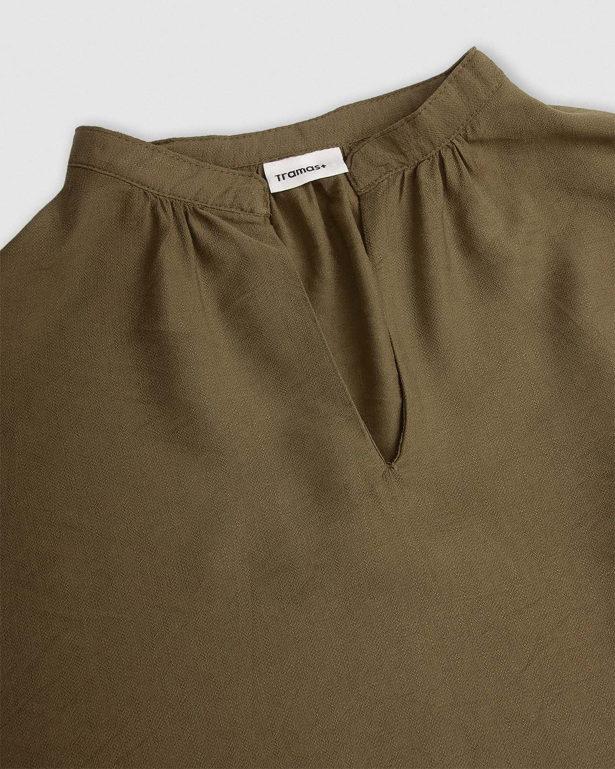 Set blusa y falda midi viscosa lisa verde