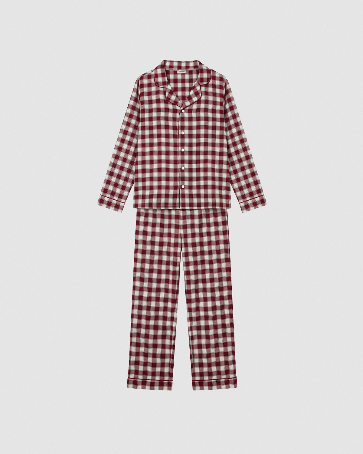 Pijama camisero franela algodón cuadro gustavo burdeos