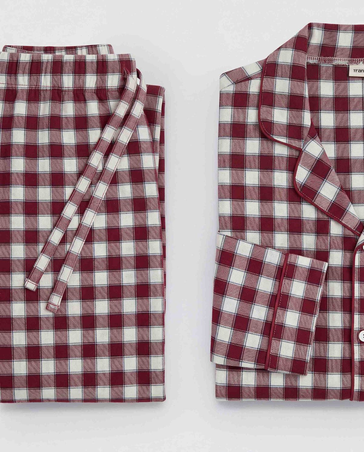Pijama camisero franela algodón cuadro gustavo burdeos