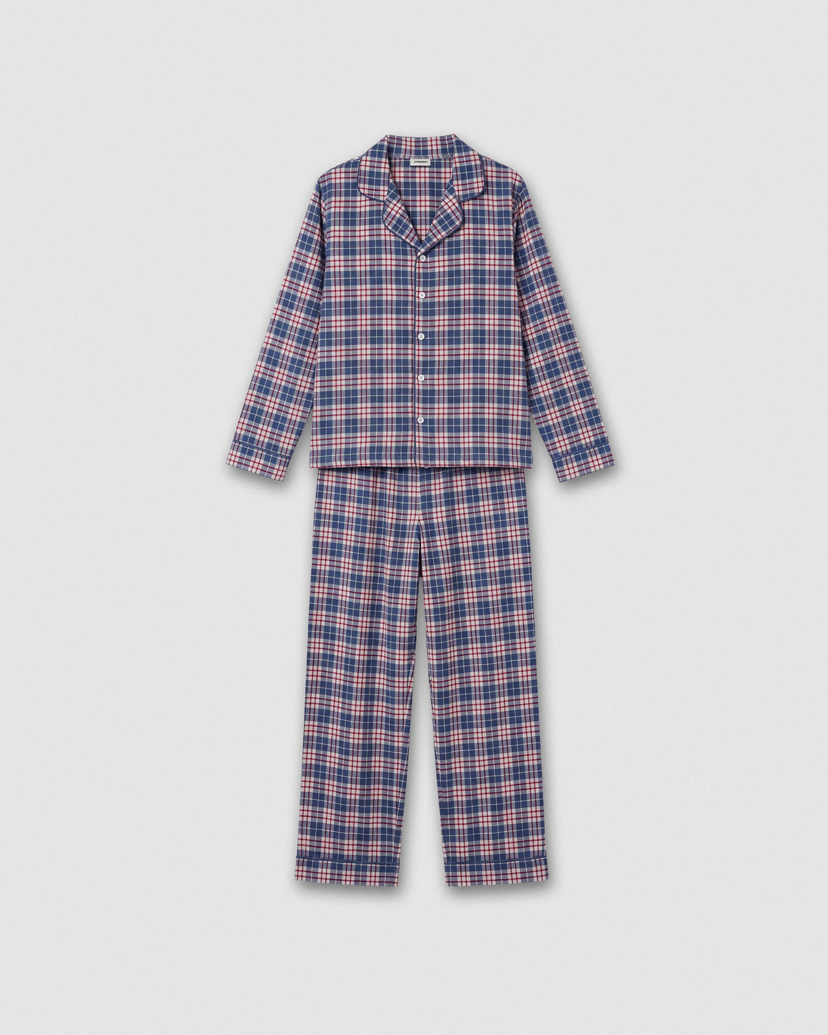 Pijama camisero franela algodón cuadro nevia burdeos