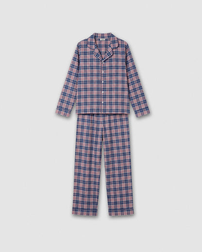 Pijama camisero franela algodón cuadro nevia burdeos