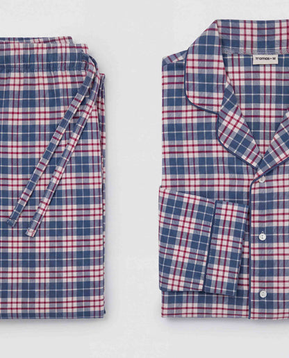 Pijama camisero franela algodón cuadro nevia burdeos