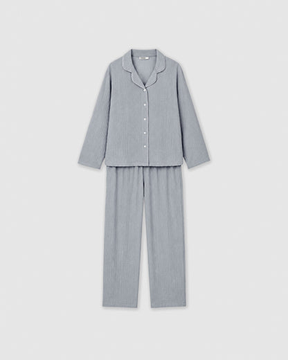 Pijama largo camisero muselina índigo