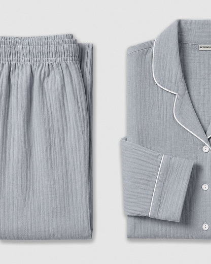 Pijama largo camisero muselina índigo