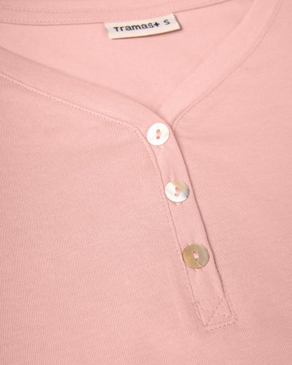 Pijama largo de algodón con escote pico calma rosa claro