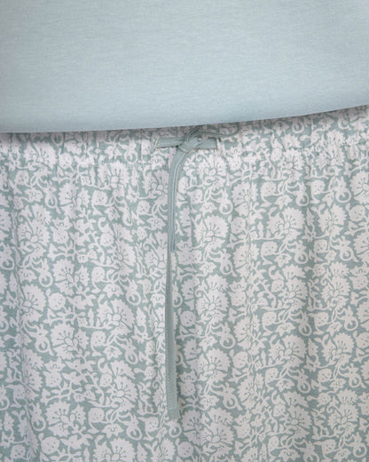 Pijama largo de algodón con escote pico doce azul agua