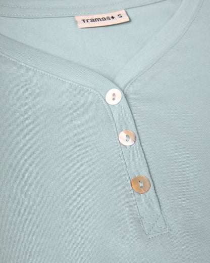 Pijama largo de algodón con escote pico doce azul agua