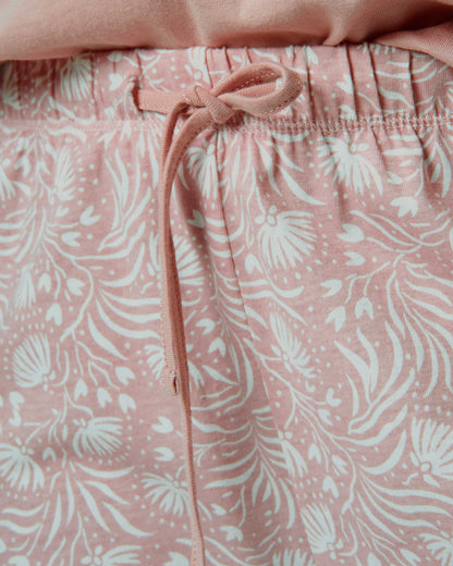 Pijama largo de algodón con escote pico dusty rosa