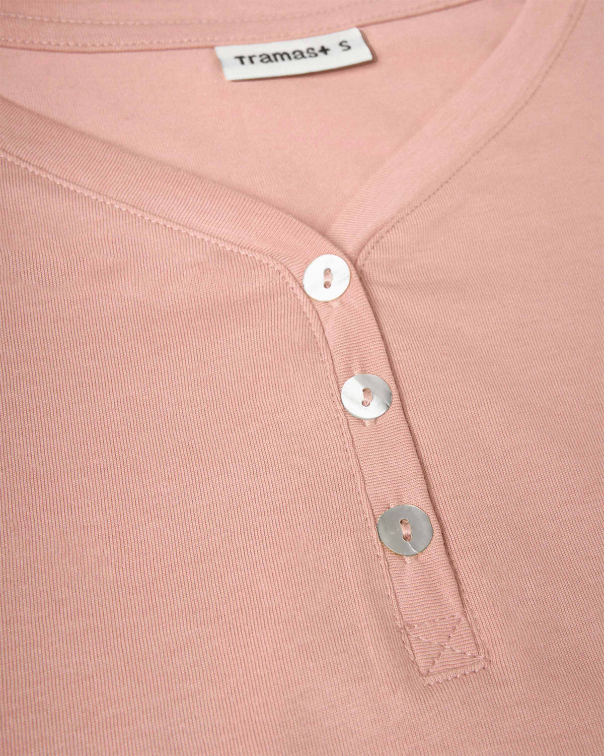 Pijama largo de algodón con escote pico dusty rosa