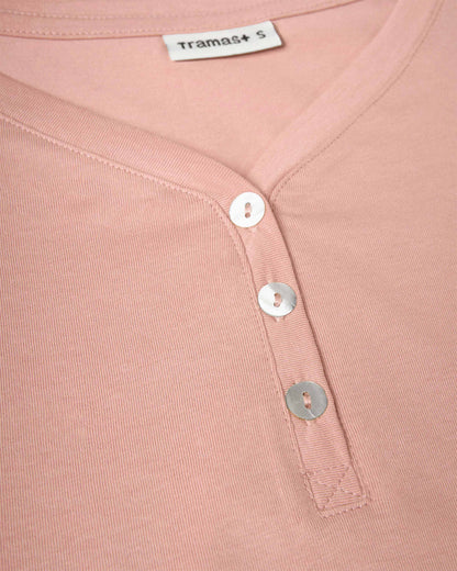 Pijama largo de algodón con escote pico dusty rosa