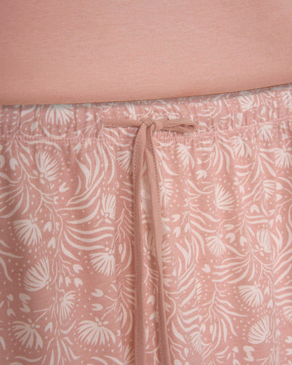 Pijama largo de algodón con escote pico dusty rosa