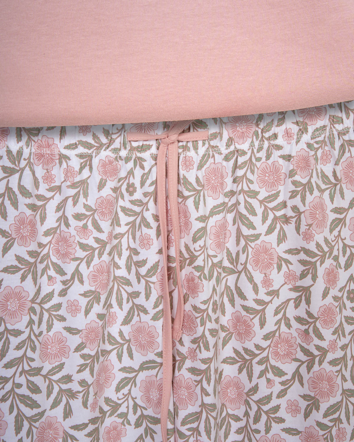 Pyjama long coton décolleté pointe odea rose