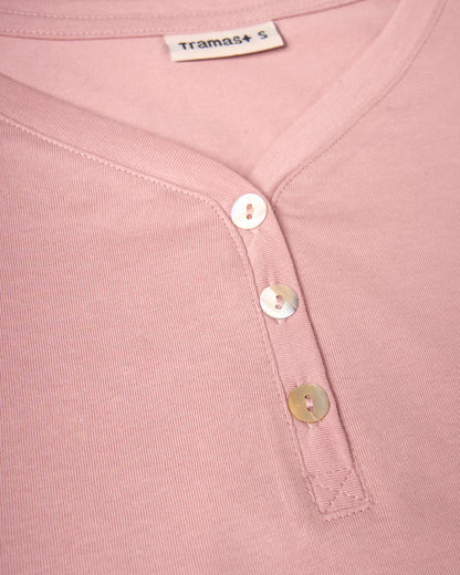 Pyjama long coton décolleté pointe odea rose