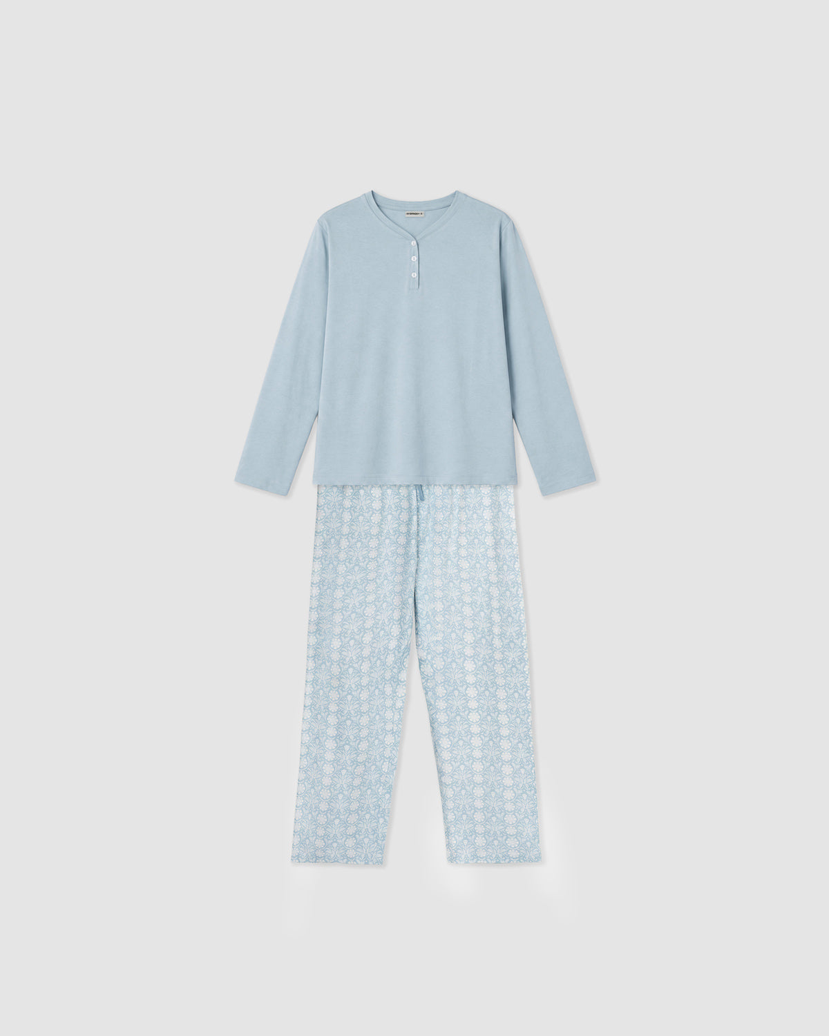 Pijama largo de algodón con escote pico riana índigo
