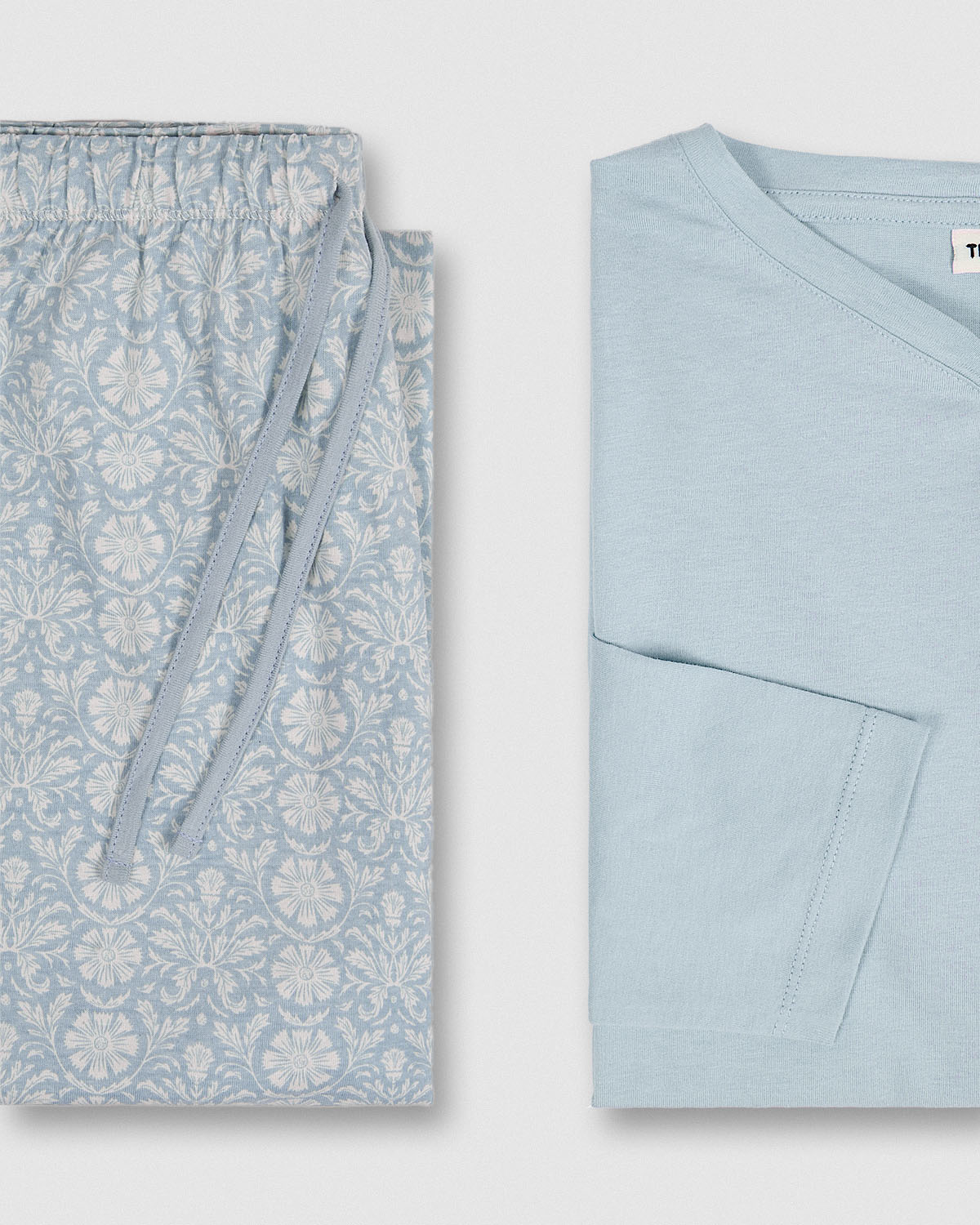 Pijama largo de algodón con escote pico riana índigo