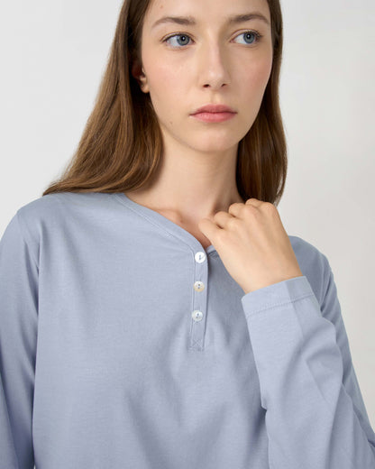 Pijama largo de algodón con escote pico solta índigo