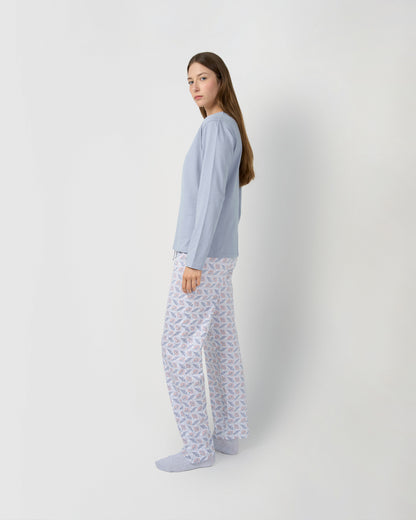 Pijama largo de algodón con escote pico solta índigo