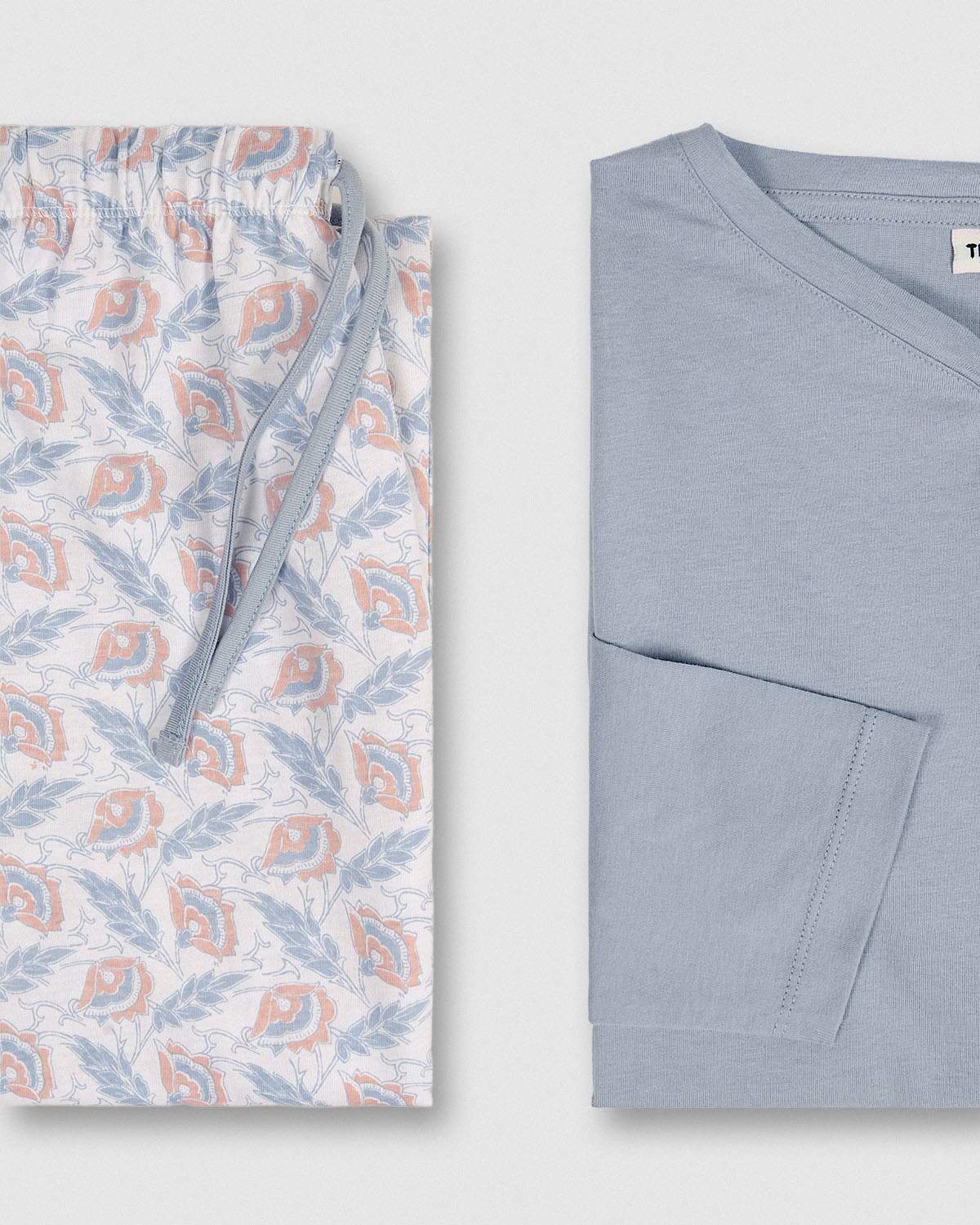 Pijama largo de algodón con escote pico solta índigo