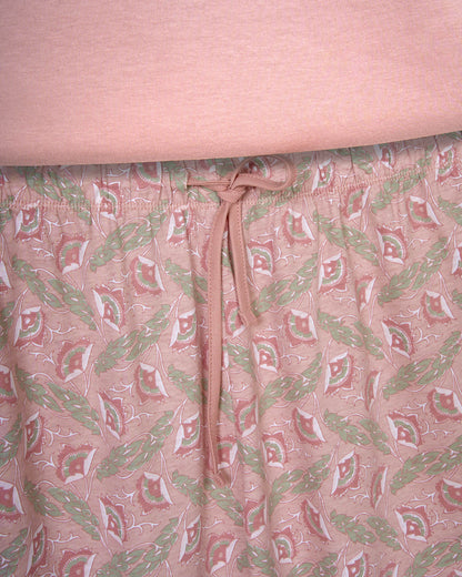 Pijama largo de algodón con escote pico solta rosa