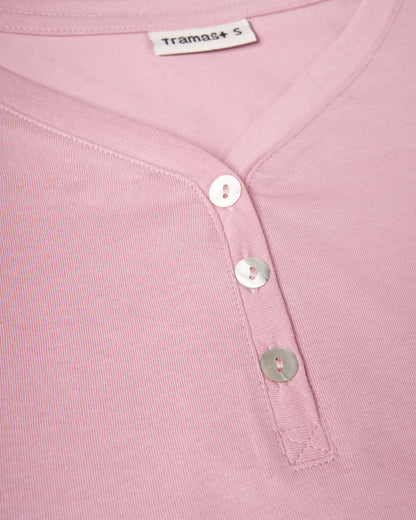 Pijama longo em algodão com decote em V upepo rosa