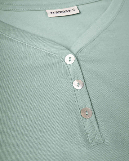 Pijama largo de algodón con escote pico zola azul agua
