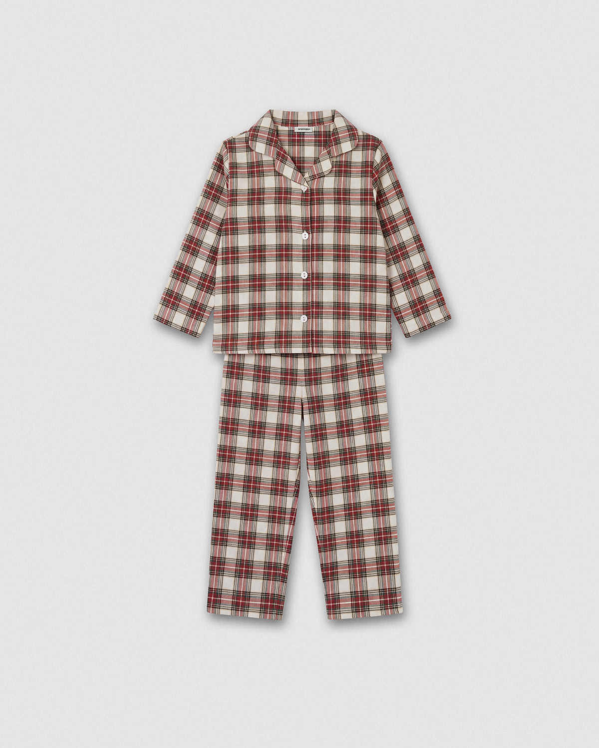 Pijama camisero franela kids cuadro vara burdeos