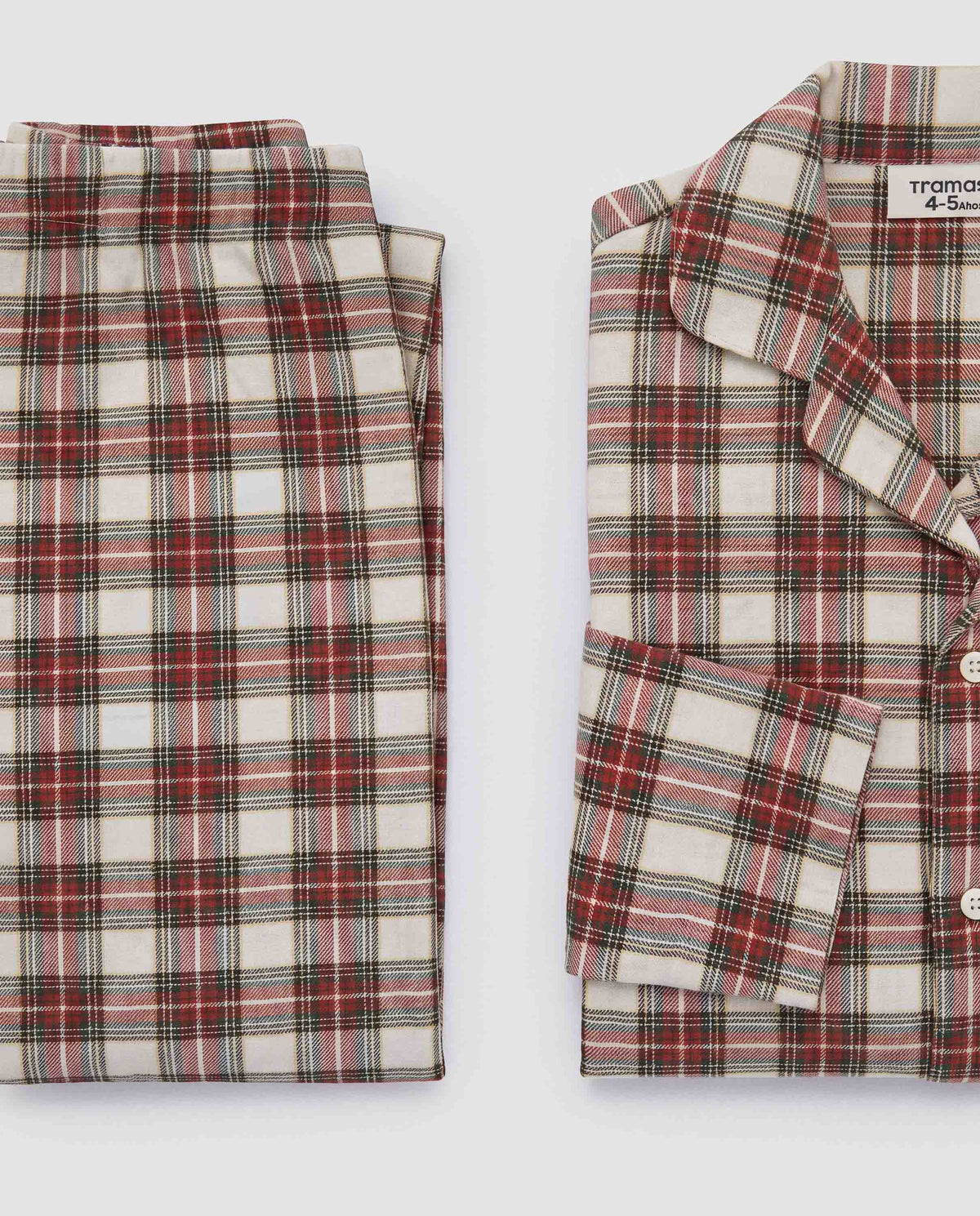 Pijama camisero franela kids cuadro vara burdeos