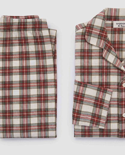 Pijama camisero franela kids cuadro vara burdeos