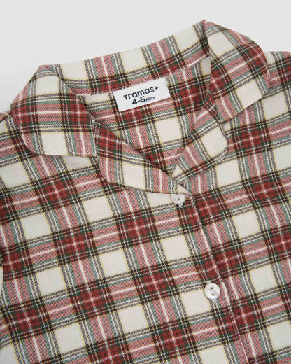 Pijama camisero franela kids cuadro vara burdeos