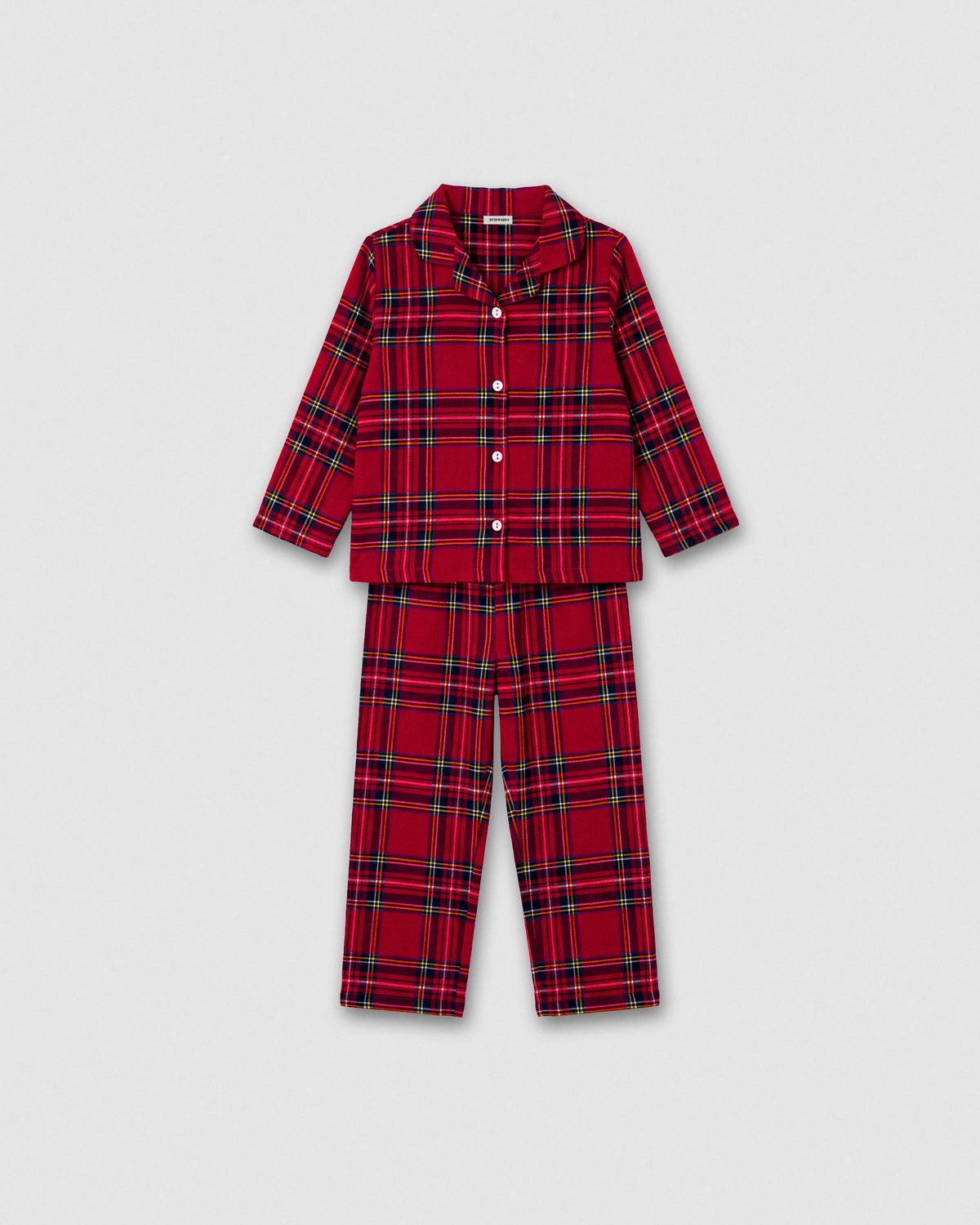 Pijama camisero franela kids cuadro nicolás rojo